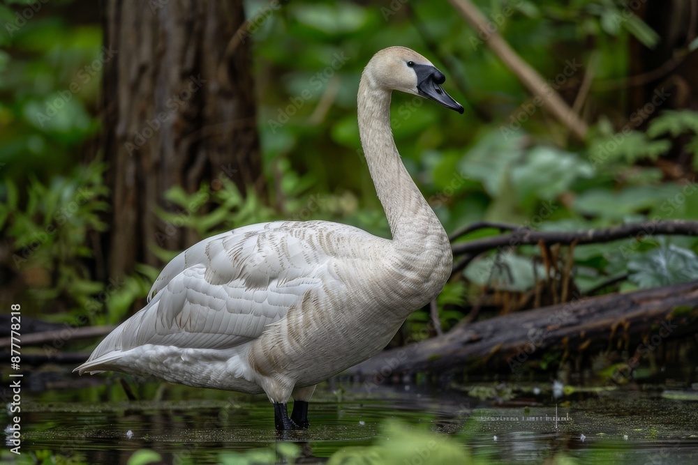 Fototapeta premium Trumpeter Swan, Macro,Left side view