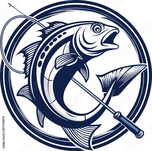 Wallpaper Mural Fishing Vector Illustration. Fishing T-Shirt Design. Torontodigital.ca