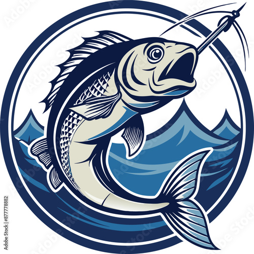 Wallpaper Mural Fishing Vector Illustration. Fishing T-Shirt Design. Torontodigital.ca
