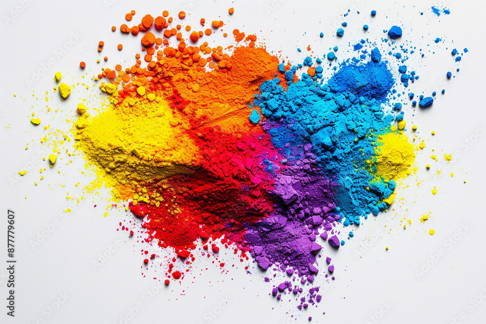 color powder scattered on white background color powder scattered on white background