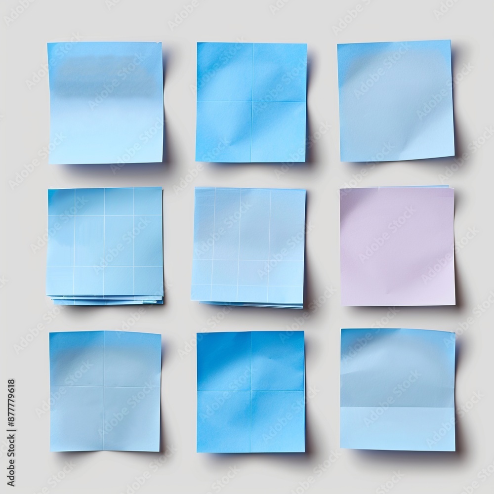 Experience a group of blue sticky post-it notes arranged dynamically on a transparent background, blending functionality with aesthetics. The translucency of the PNG file adds a modern touch to these Experience a group of blue sticky post-it notes arranged dynamically on a transparent background, blending functionality with aesthetics. The translucency of the PNG file adds a modern touch to these