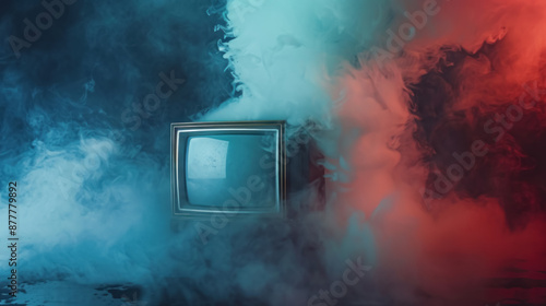 Wallpaper Mural Vintage TV with eerie smoke background in studio setting Torontodigital.ca