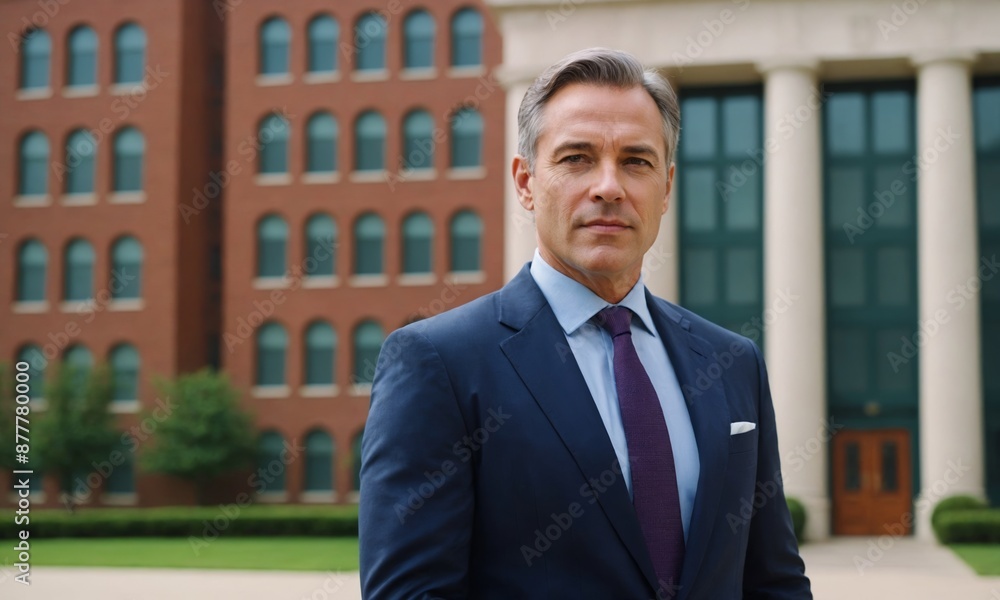 businessman in front of building middle-aged male businessman standing with an office building in the background businessman in front of building middle-aged male businessman standing with an office building in the background