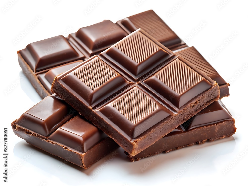 Sweet chocolate pieces isolated on white background. Sweet chocolate pieces isolated on white background.