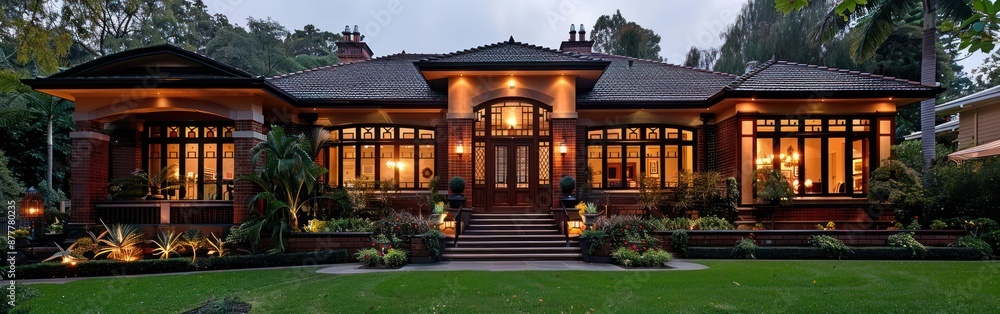 Charming Victorian Red Brick Family Home with Landscaped Front Yard and Black Roof Tiles Charming Victorian Red Brick Family Home with Landscaped Front Yard and Black Roof Tiles