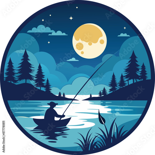 Wallpaper Mural Fishing Vector Illustration. Fishing T-Shirt Design. Torontodigital.ca