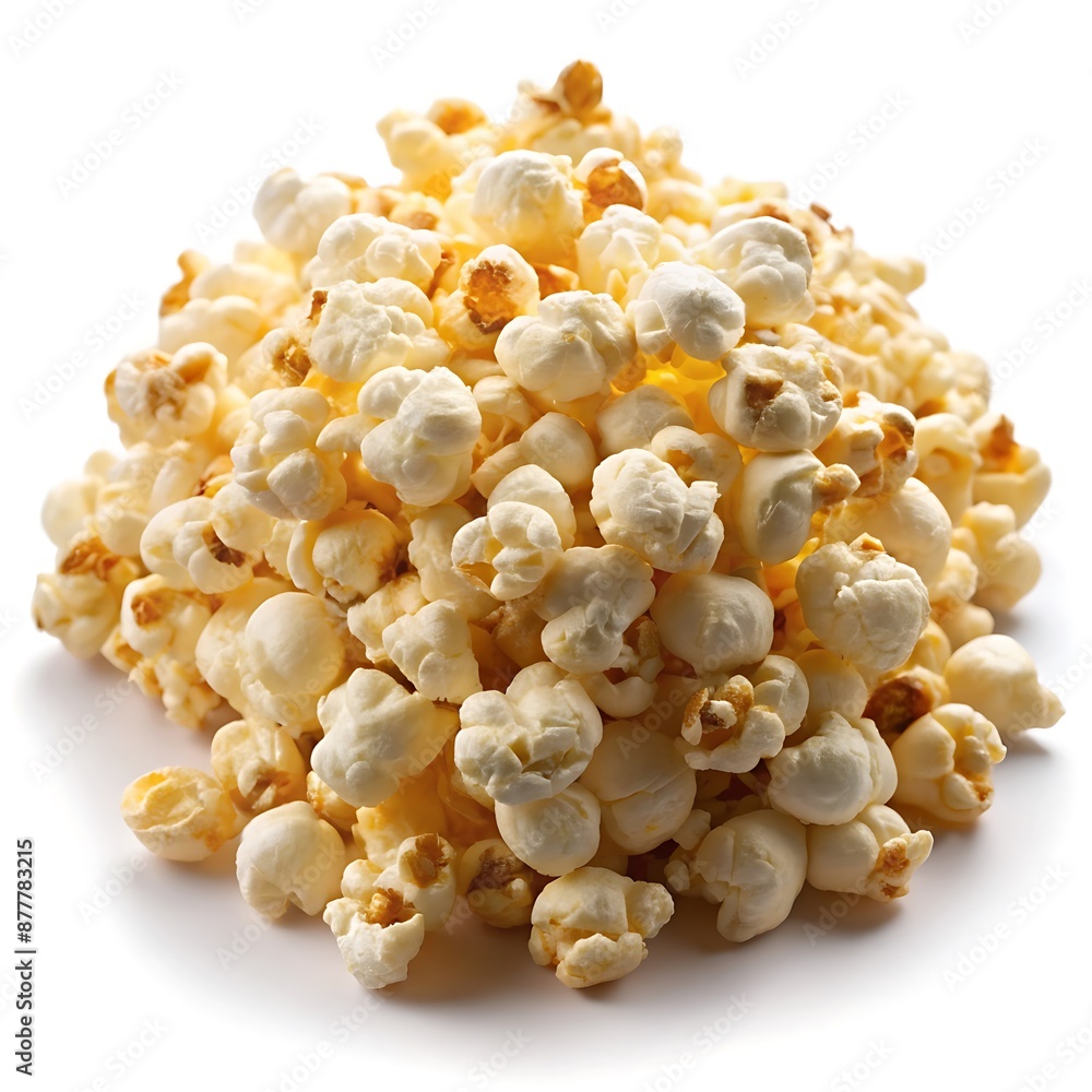 Popcorns on white,wooden bowl on white background Popcorns on white,wooden bowl on white background