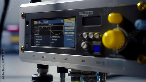 close up detail of electrical wavelength meter device.