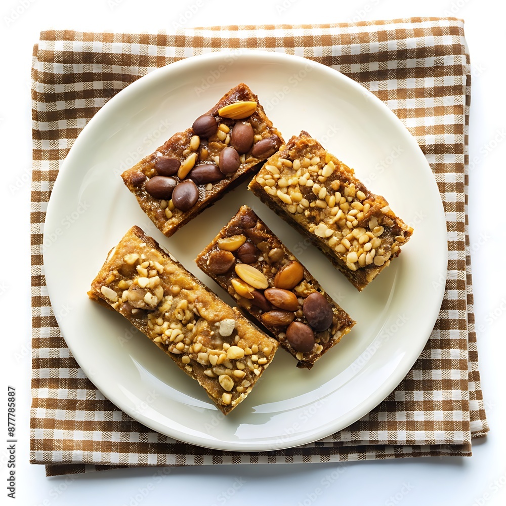 Homemade protein power bars in plate isolated on white background. Homemade protein power bars in plate isolated on white background.