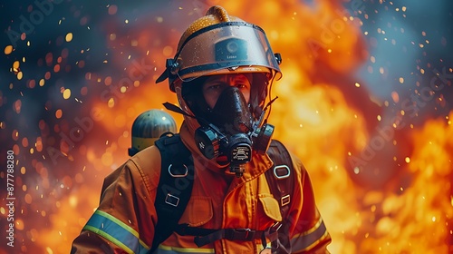 firefighter in action on fire © prutamin_C