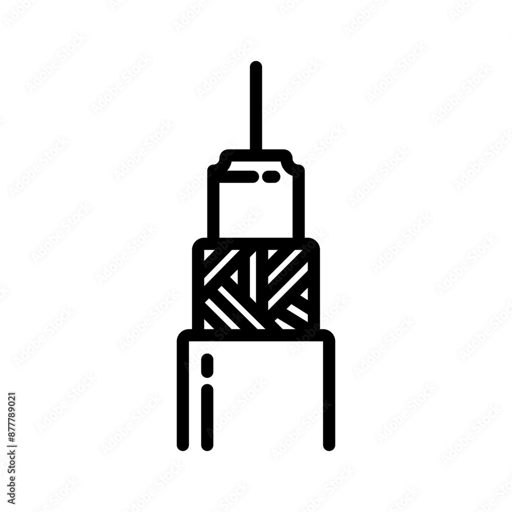 Obraz premium Vector black line icon for Cable wire