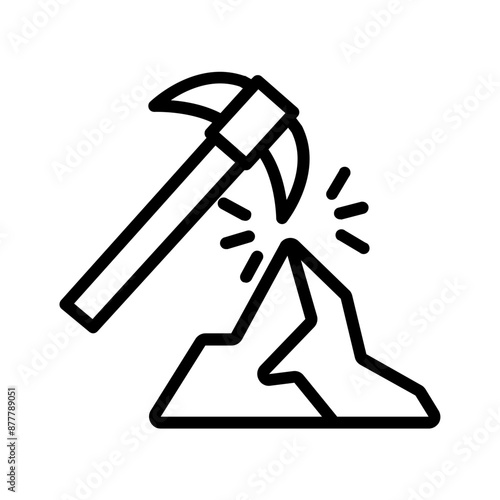 Vector black line icon for Mining