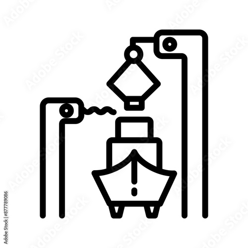 Vector black line icon for Ship building