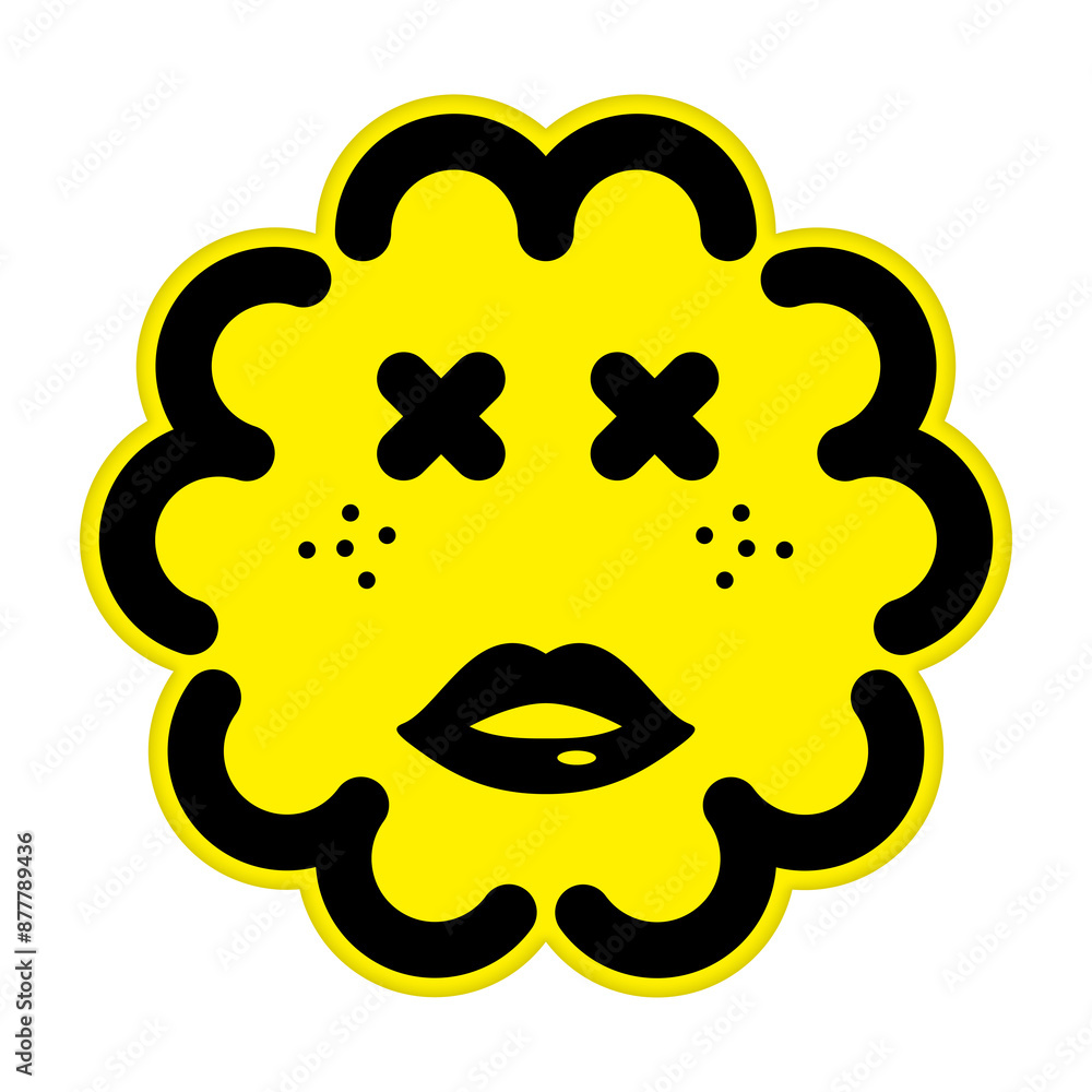 Fototapeta premium Cookie character with many faces, 'SunSunSunny Cookies'. Cookie with a funny-looking face.