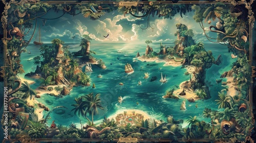 Wallpaper Mural A Detailed Map of an Enchanting Tropical Island Paradise Torontodigital.ca