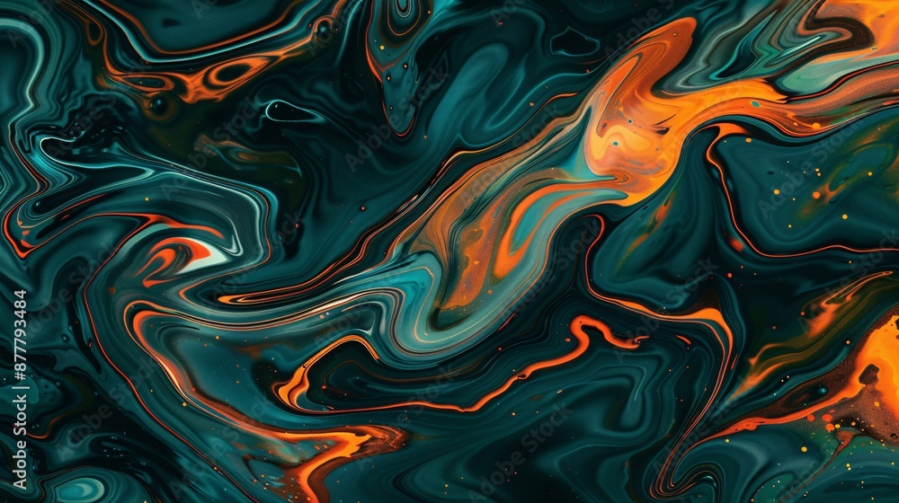 Fototapeta premium Abstract Swirls of Green, Orange and Blue