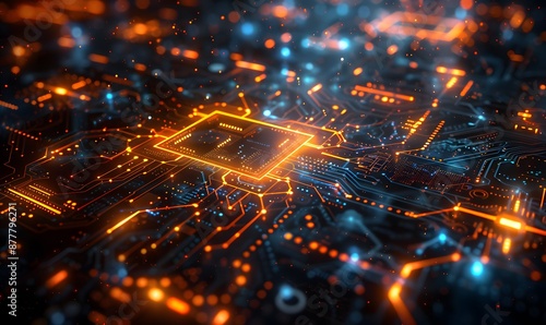 abstract representation of technological connectivity, with glowing circuits and lines weaving together to form a network of communication and data exchange