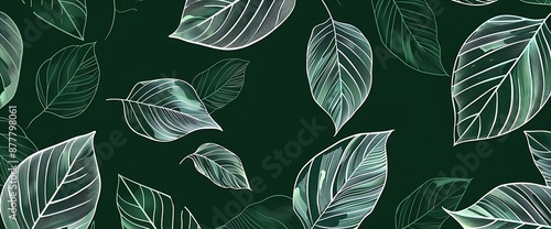 Wallpaper Mural Tropical Line Art Leaves Torontodigital.ca