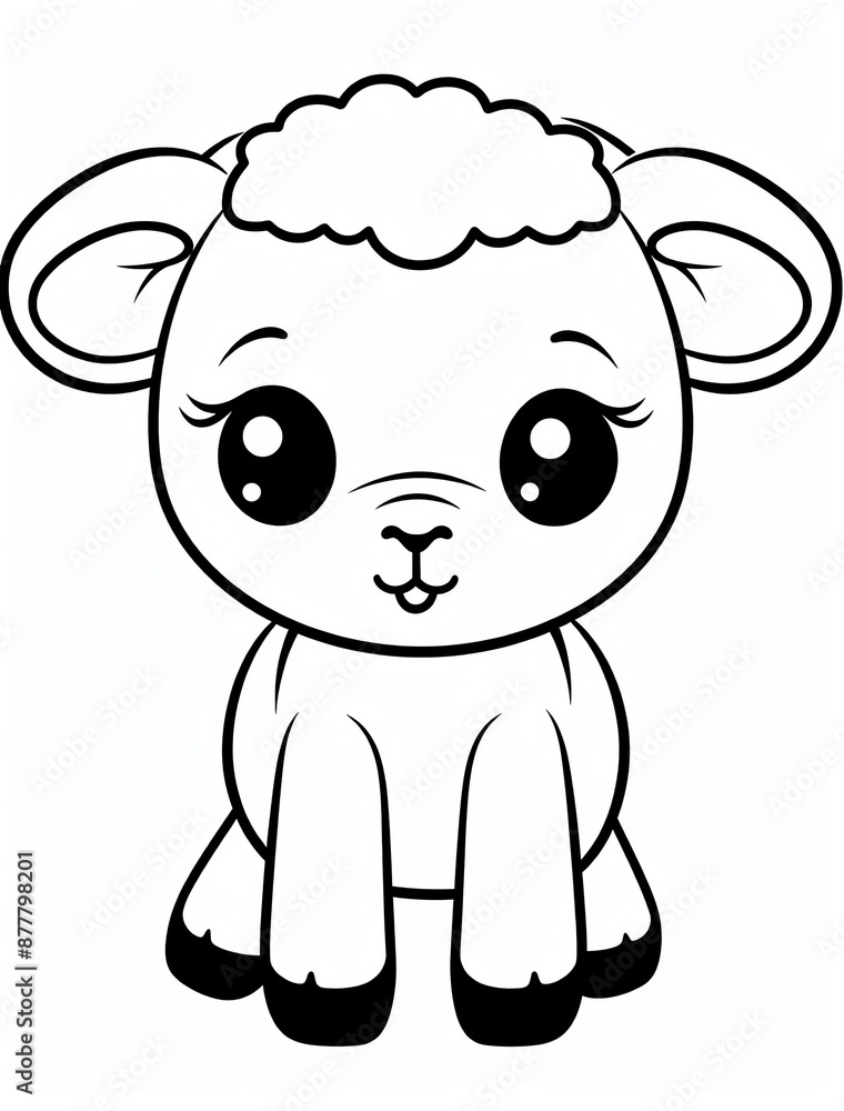 Cute baby sheep coloring page with big eyes and simple lines for kids Cute baby sheep coloring page with big eyes and simple lines for kids