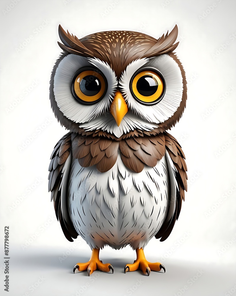 Fototapeta premium Cute cartoon owl with big eyes.