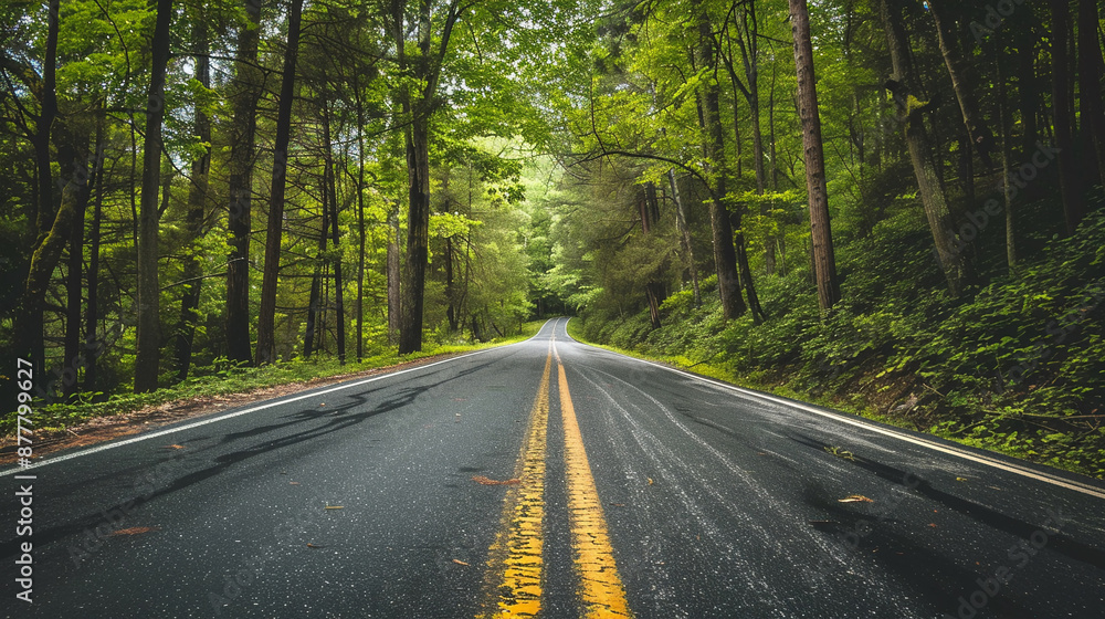 Obraz premium A scenic countryside road. countryside road scenic nature travel rural landscape outdoors peaceful drive view.