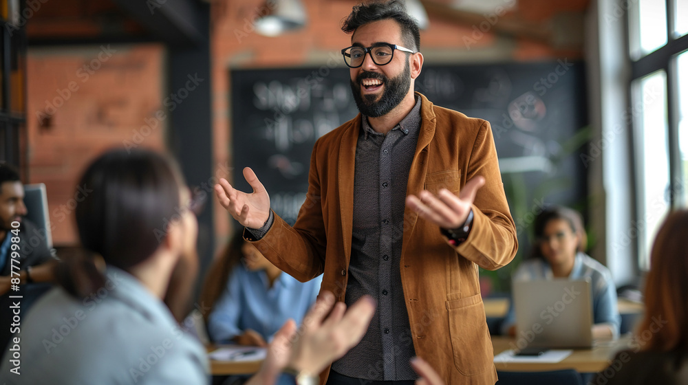An executive giving feedback to employees during a performance review. executive feedback An executive giving feedback to employees during a performance review. executive feedback