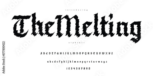 old english blackletter font scratch rustic broken for logo, brand, music, poster, fashion vector alphabet ABC
