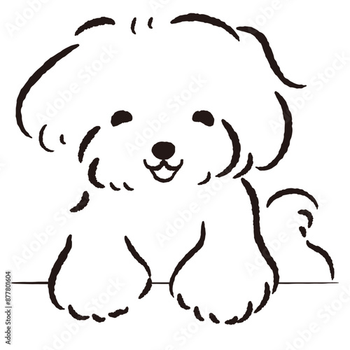 ひょこっと覗いている犬の手描きイラスト