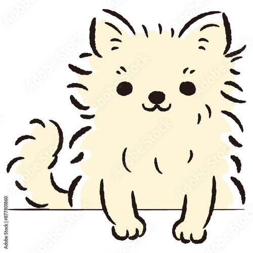 ひょこっと覗いている犬の手描きイラスト