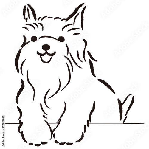 ひょこっと覗いている犬の手描きイラスト