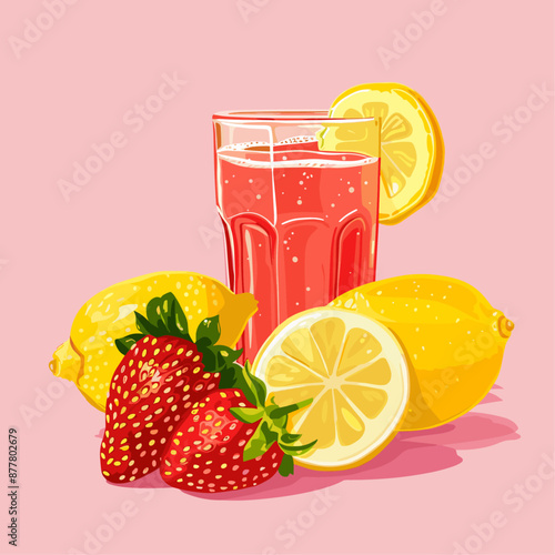 Refreshing Strawberry Lemonade with Lemons