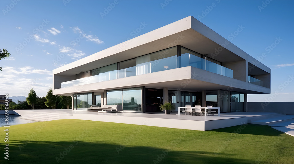Minimalist Architectural Masterpiece with Seamless Glass Walls and Concrete Facade Minimalist Architectural Masterpiece with Seamless Glass Walls and Concrete Facade