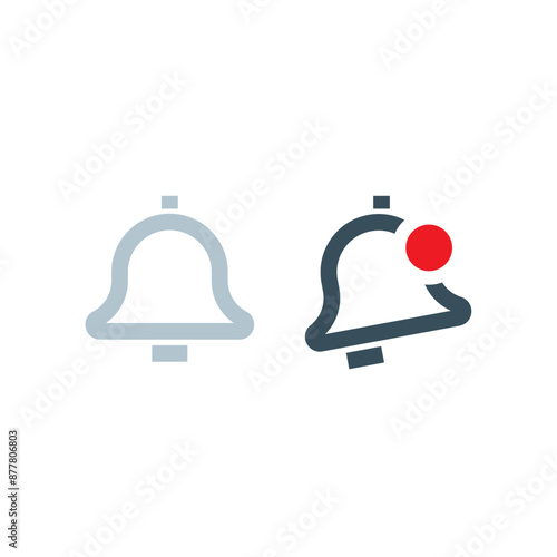 Alert and idle bell icon. Notification states ui concept illustration line art design