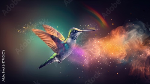 Harmonious data flow concept with Digital humming bird flying © Achmad Khoeron