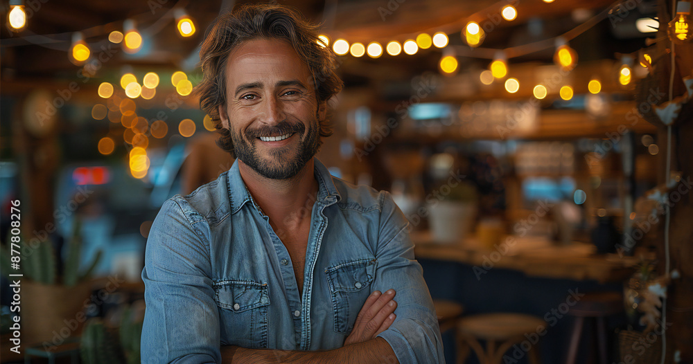 Fototapeta premium Happy Entrepreneur Portrait at Night