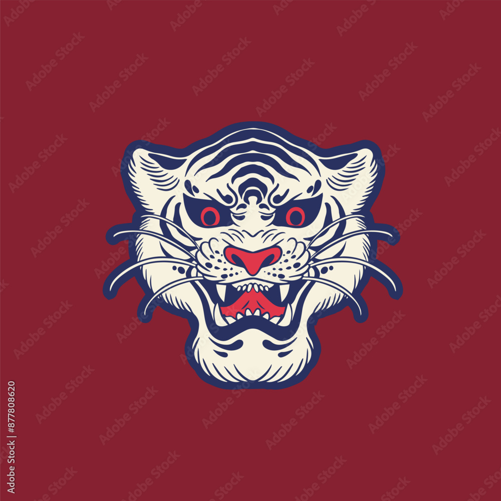 Obraz premium Tiger anger. Vector illustration of a tiger head. 