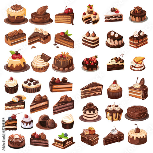 Chocolate Cakes Collection. Delicious Desserts, Bakery Treats
