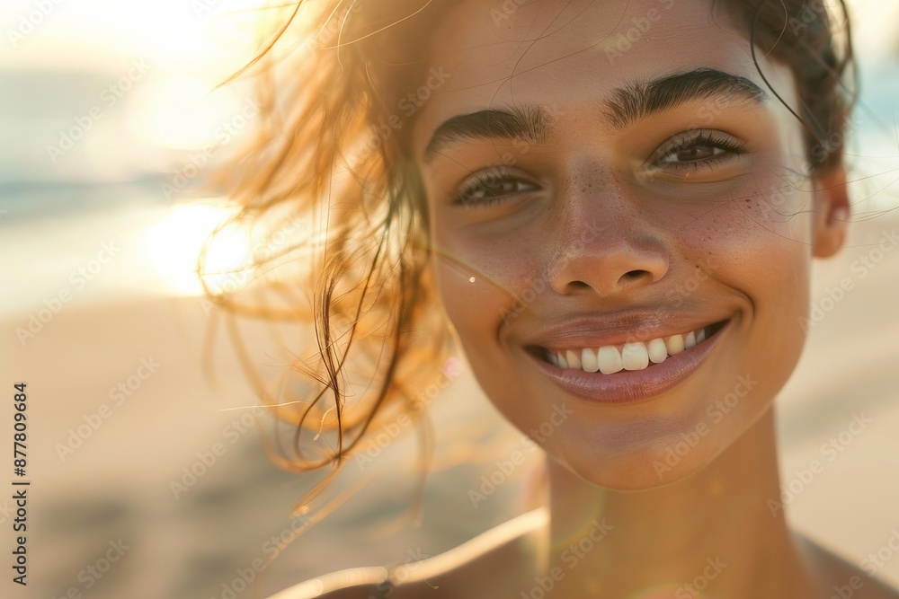 Happy Young pretty woman on the beach Happy Young pretty woman on the beach