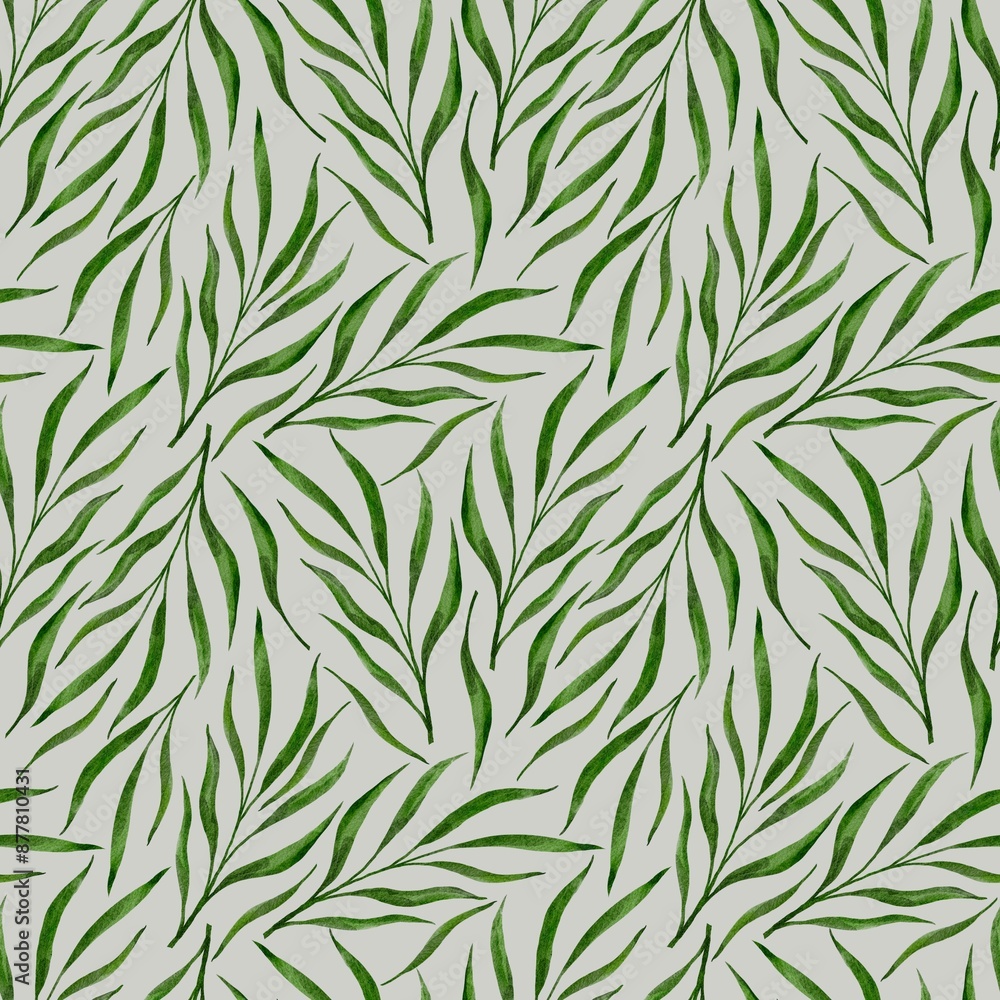 Seamless pattern with bamboo leaves, watercolor seamless pattern tropical jungle green leaves. Textile pattern. Hand drawn clipart. Seamless pattern with bamboo leaves, watercolor seamless pattern tropical jungle green leaves. Textile pattern. Hand drawn clipart.