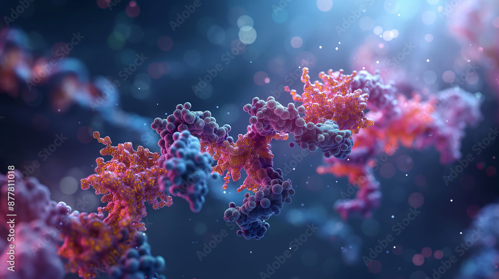 3D render of a protein structure. 3D render of a protein structure.