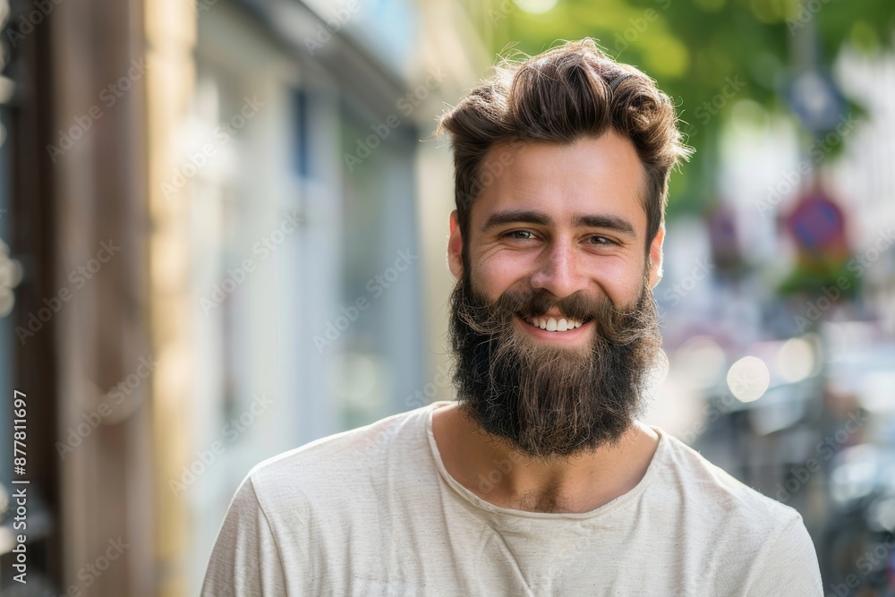 Smiling bearded young male model dressed casually Smiling bearded young male model dressed casually