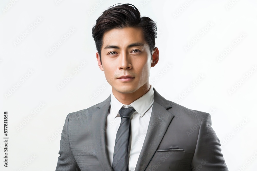 asian business people man good looking in studio. portrait businessman in grey suit confident friendly face isolated on white background - generative ai asian business people man good looking in studio. portrait businessman in grey suit confident friendly face isolated on white background - generative ai