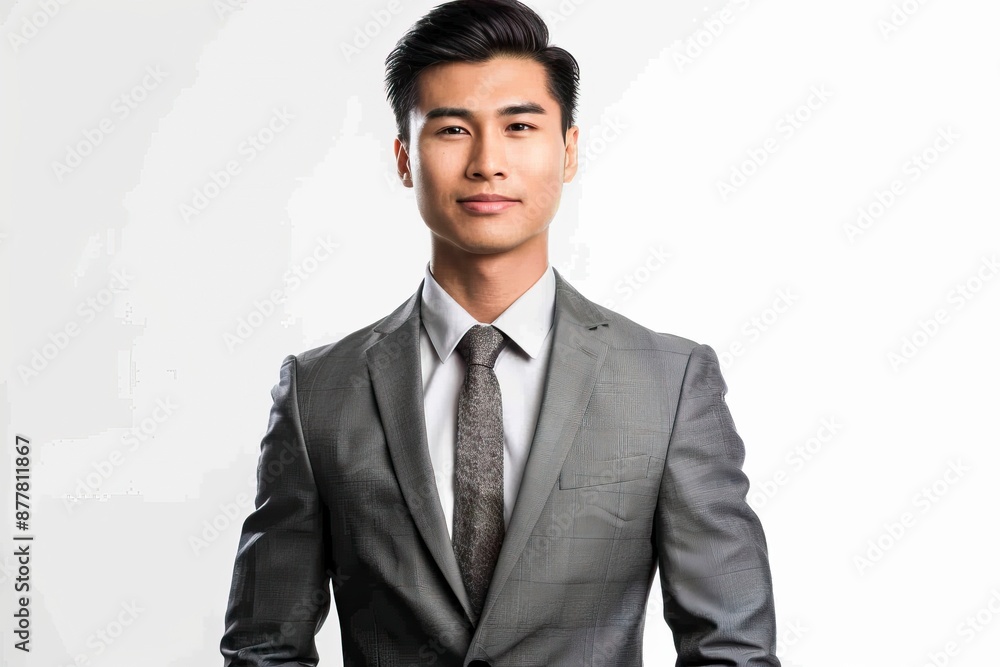 asian business people man good looking in studio. portrait businessman in grey suit confident friendly face isolated on white background - generative ai asian business people man good looking in studio. portrait businessman in grey suit confident friendly face isolated on white background - generative ai