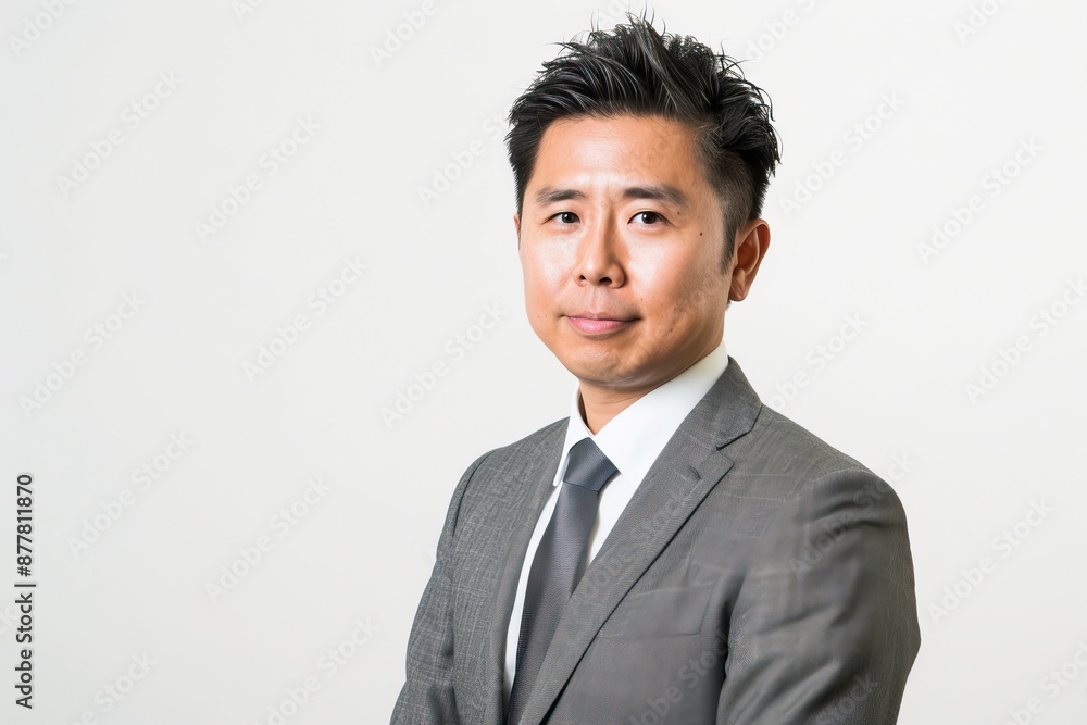 asian business people man good looking in studio. portrait businessman in grey suit confident friendly face isolated on white background - generative ai asian business people man good looking in studio. portrait businessman in grey suit confident friendly face isolated on white background - generative ai