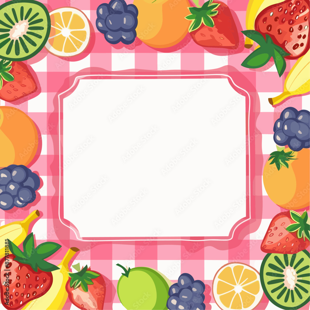 Blank Frame with Colorful Fruits Illustration Blank Frame with Colorful Fruits Illustration