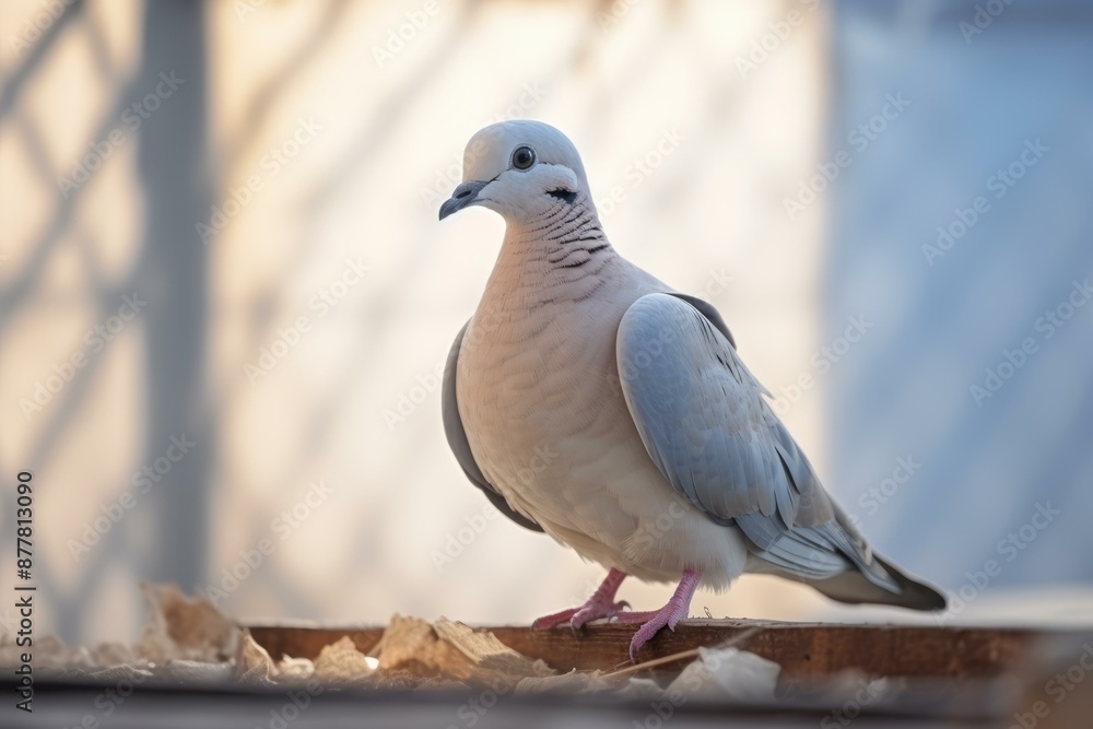 Close-Up of a Beautiful Dove Perched on Wooden Surface Close-Up of a Beautiful Dove Perched on Wooden Surface