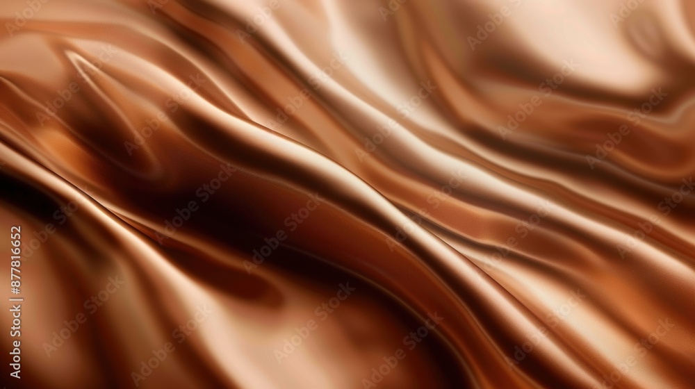 Close-up of smooth brown silk fabric with flowing waves, creating a luxurious and elegant texture. Close-up of smooth brown silk fabric with flowing waves, creating a luxurious and elegant texture.