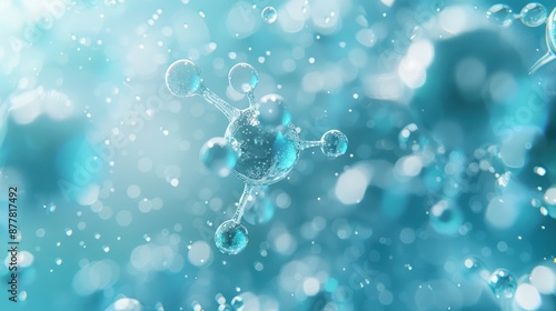 Wallpaper Mural Abstract representation of a molecular structure with blue spheres and connections, set against a bokeh background, conveying scientific concepts. Torontodigital.ca