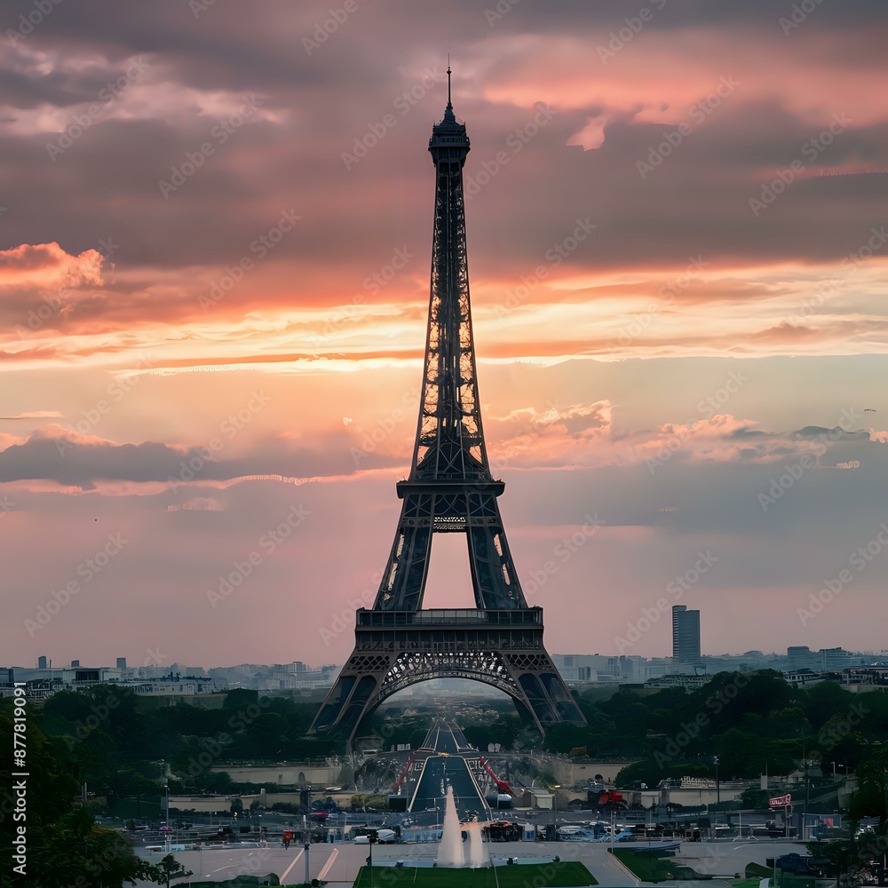 Eiffel Tower Framed by Olympic Rings Eiffel Tower Framed by Olympic Rings