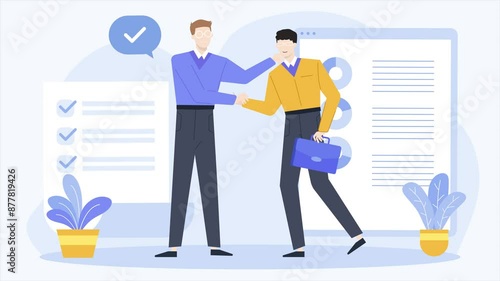 business recruitment contract illustration isolated on white background animated video